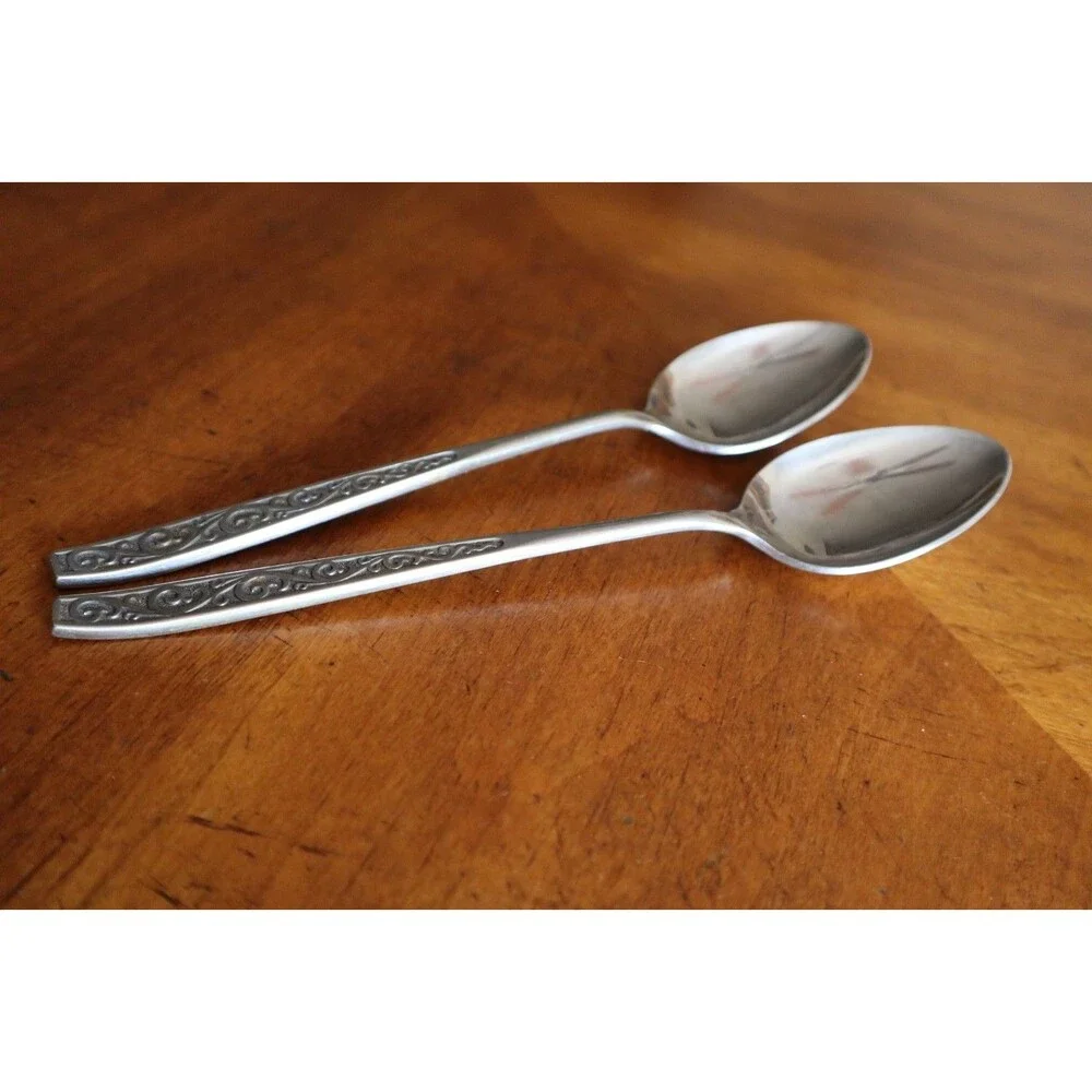 Lot 2x Imperial International IIC DAVOS Stainless Solid Serving Spoons 8.7